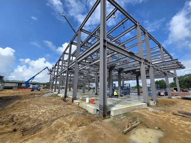 Structural steel frame erected for a USDA laboratory